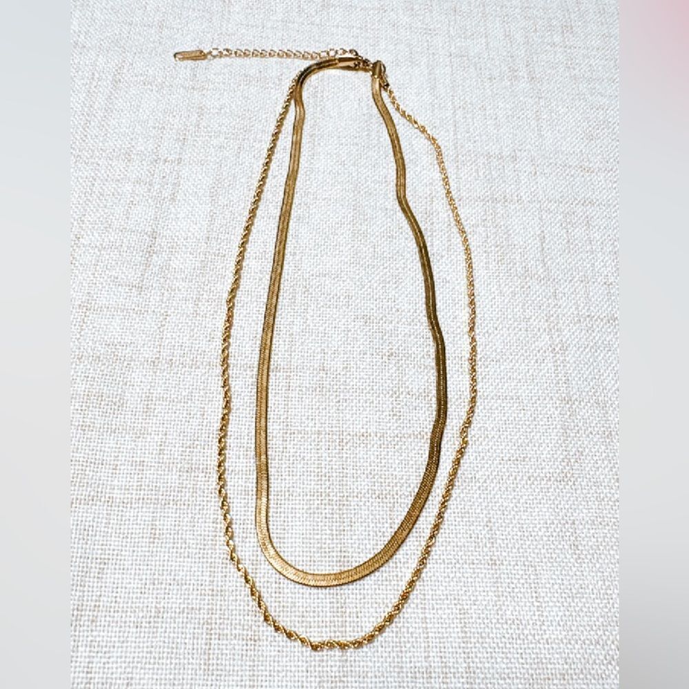 Minimalist gold chain necklace N535 - Picture 2 of 3